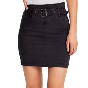 Free People Livin It Up Worn Black Pencil Skirt
